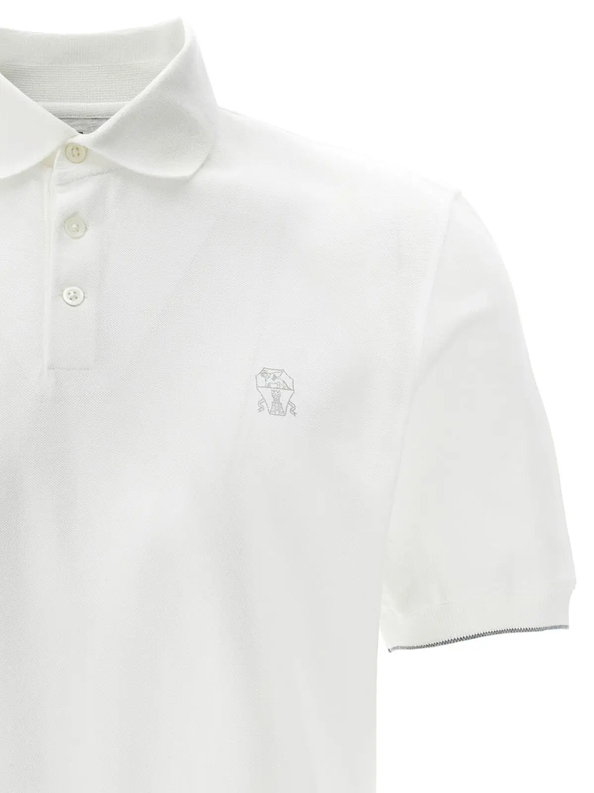 Поло Brunello Cucinelli Logo piqué Біла 3 Logo piqué polo shirt Man BRUNELLO CUCINELLI White