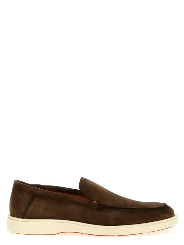 Suede loafers SANTONI Brown