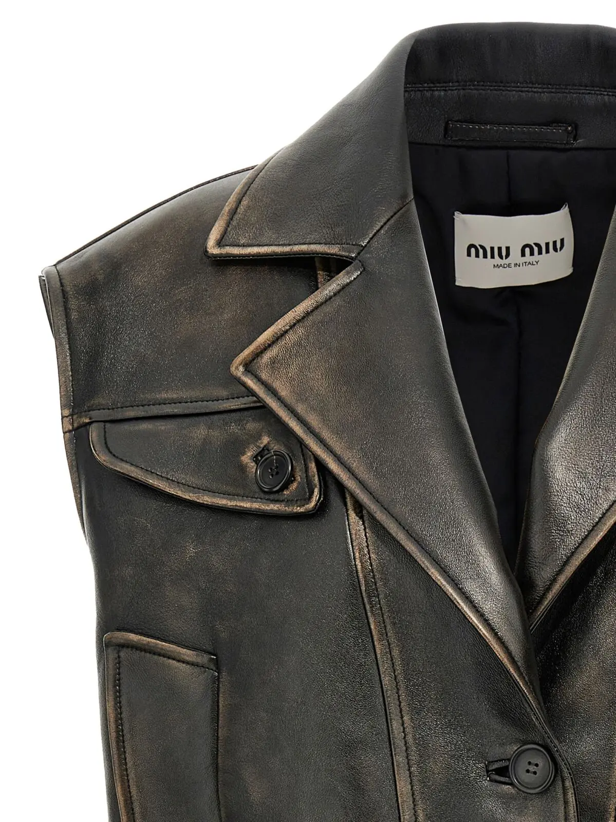 Жилет Miu Miu Logo nappa Коричневий 3 Logo nappa vest Woman MIU MIU Brown