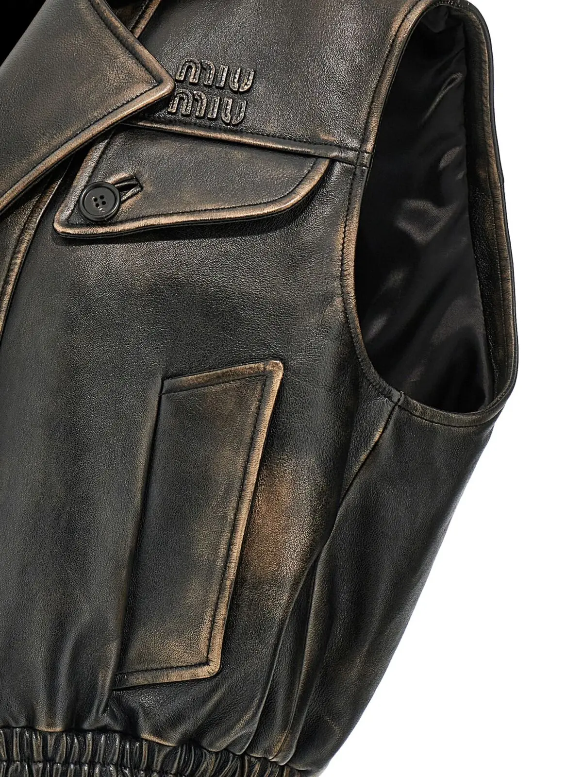 Жилет Miu Miu Logo nappa Коричневий 4 Logo nappa vest 100% lamb leather (Ovis aries) MIU MIU Brown