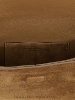 Monile suede clutch bag 100% calfskin leather (Bos Taurus) BRUNELLO CUCINELLI Brown