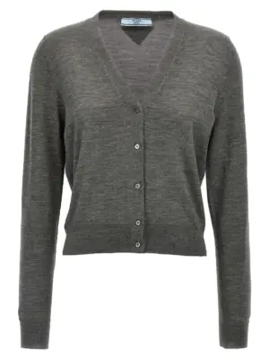 Wool cardigan PRADA Gray