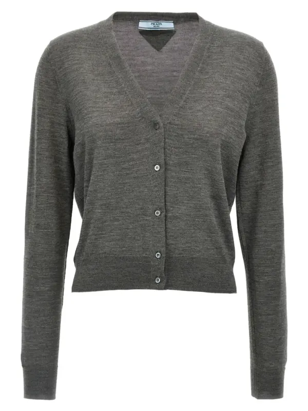 Wool cardigan PRADA Gray