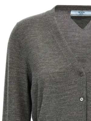 Wool cardigan Woman PRADA Gray