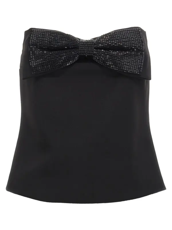 'Black Crepe Bandeau' top SELF PORTRAIT Black