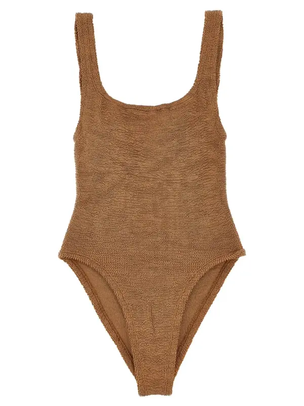 'Square Neck' one-piece swimsuit HUNZA G Brown