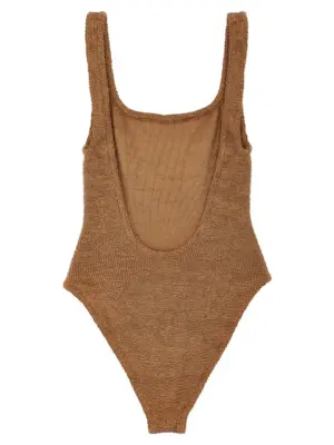 'Square Neck' one-piece swimsuit SQUARENECKSWIMMETALLICCOCOA HUNZA G Brown