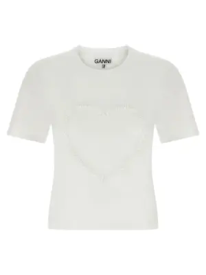 Heart embroidery T-shirt GANNI White