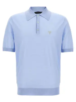 Wool polo shirt PRADA Light Blue