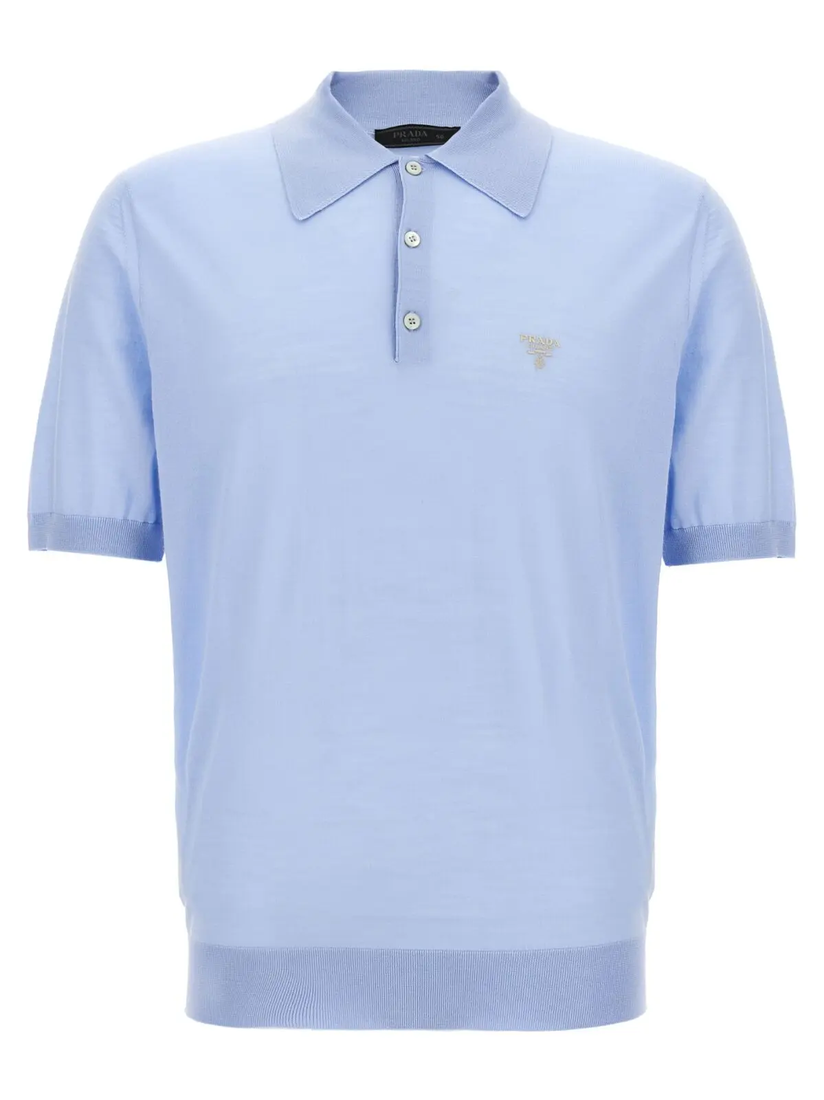 Вовняне поло Prada Блакитне 1 Wool polo shirt PRADA Light Blue