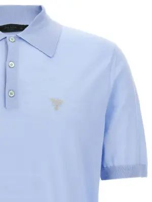 Wool polo shirt Man PRADA Light Blue
