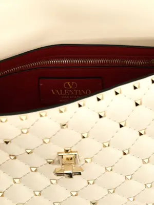 Valentino Garavani 'Rockstud Spike' shoulder bag 100% lamb leather (Ovis aries) VALENTINO GARAVANI White