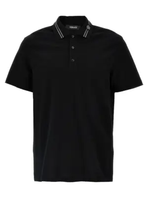 'Medusa embroidery' polo shirt VERSACE Black
