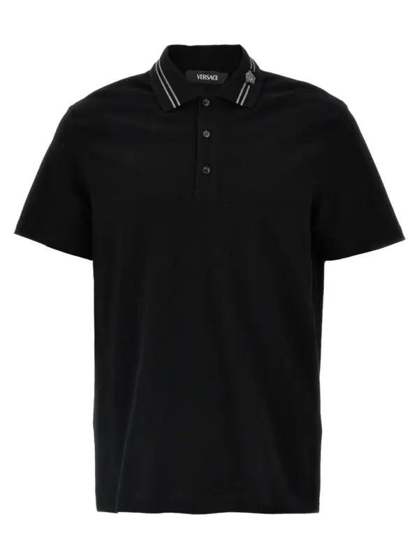 'Medusa embroidery' polo shirt VERSACE Black
