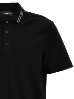 'Medusa embroidery' polo shirt Man VERSACE Black