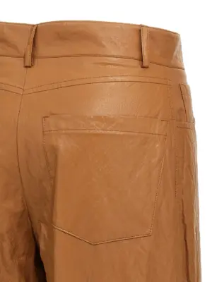 Leather-effect pants 70% viscose 14% polyester 10% cotton 6% metal NUDE Brown