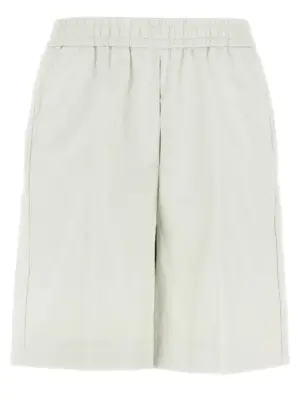 Leather-effect bermuda shorts NUDE White