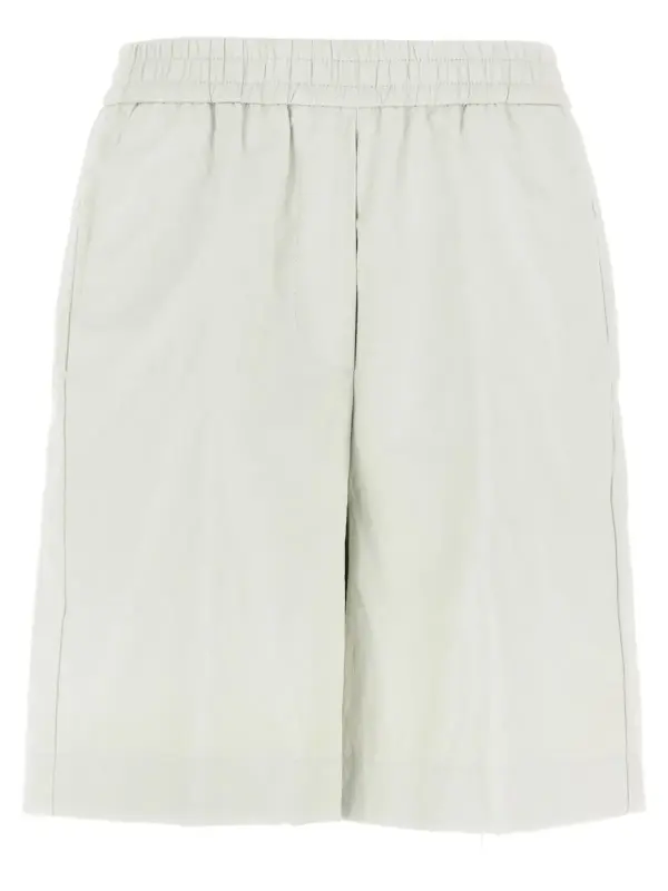 Leather-effect bermuda shorts NUDE White