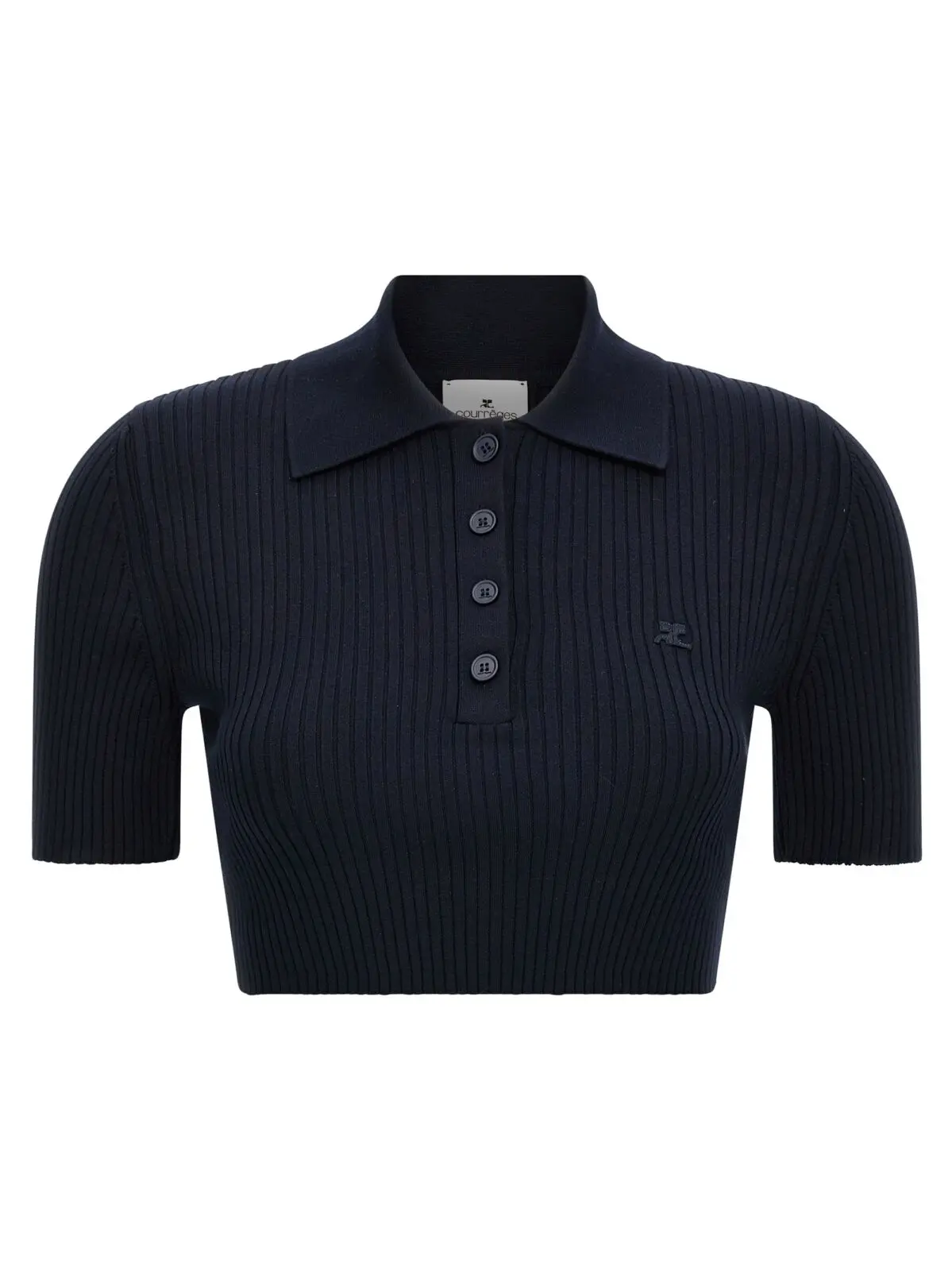 Поло Courreges ребристе Синє 1 Ribbed polo shirt COURREGES Blue