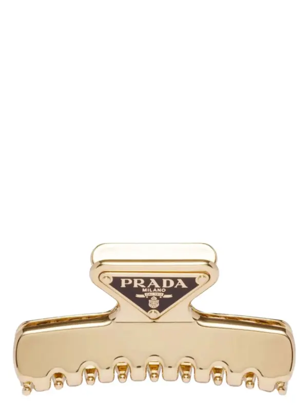 Triangle logo hair clip PRADA Gold