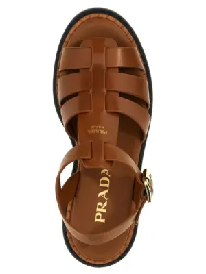 'Monolith' sandals 100% calfskin leather (Bos Taurus) PRADA Brown