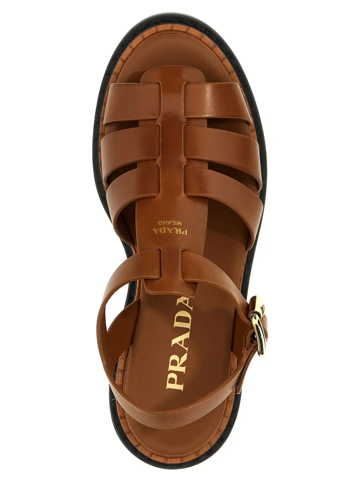 Босоніжки Prada Monolith Коричневі 4 'Monolith' sandals 100% calfskin leather (Bos Taurus) PRADA Brown