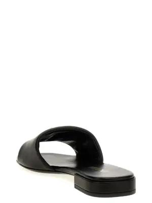 Logo leather sandals Woman PRADA Black