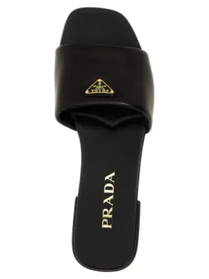 Logo leather sandals 100% lamb leather (Ovis aries) PRADA Black