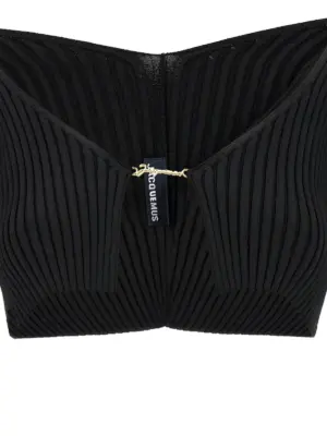 'Le Maille Pralu' cropped cardigan 81% viscose 12% polyamide 4% elastane 3% polyester JACQUEMUS Black