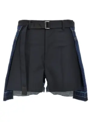 Wool insert shorts SACAI Blue