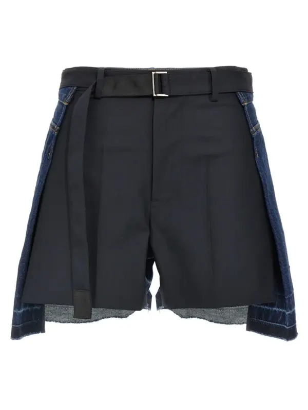 Wool insert shorts SACAI Blue