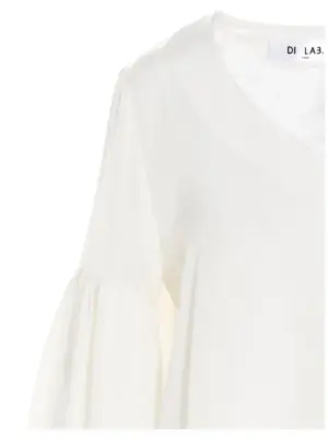 Puff-sleeve silk shirt Woman DI.LA3 PARI' White