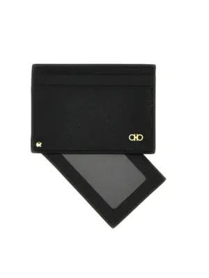 'Gancio' wallet + card holder set 100% calfskin leather (Bos Taurus) FERRAGAMO Black