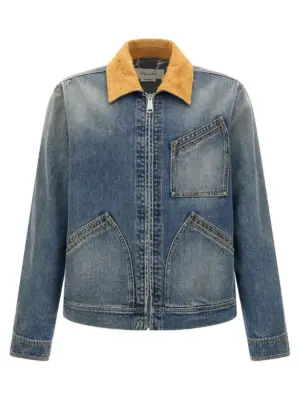 Suede denim jacket MCQUEEN Blue