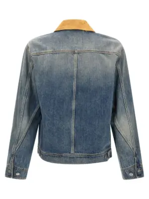 Suede denim jacket 809777QTACM0439 MCQUEEN Blue