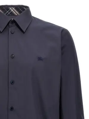 Logo embroidery shirt Man BURBERRY Blue