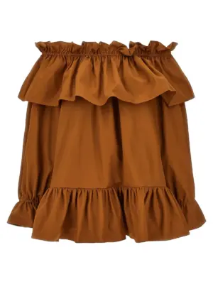Flounces mini dress SAINT LAURENT Brown