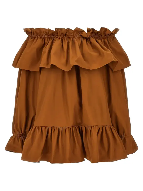 Flounces mini dress SAINT LAURENT Brown