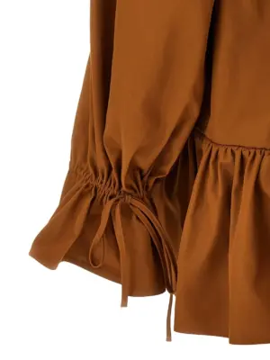 Flounces mini dress 100% cotton SAINT LAURENT Brown