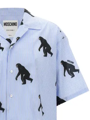 'Scimpanzé' print shirt Man MOSCHINO Light Blue
