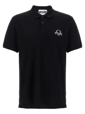 Logo embroidery polo shirt MOSCHINO Black
