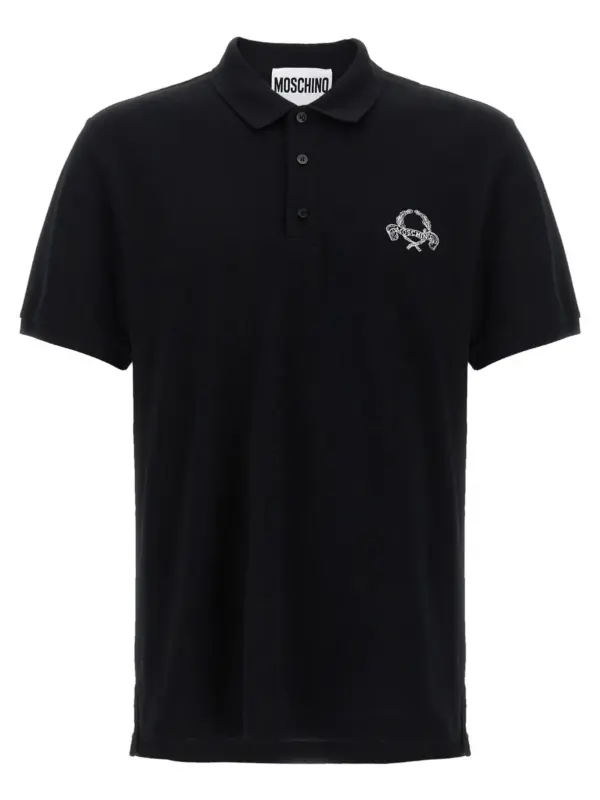 Logo embroidery polo shirt MOSCHINO Black