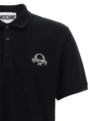 Logo embroidery polo shirt Man MOSCHINO Black