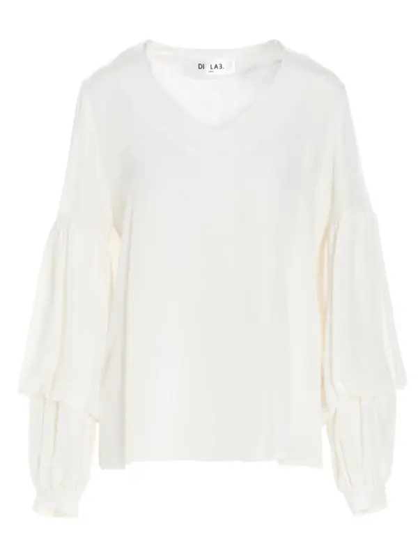 Puff-sleeve silk shirt DI.LA3 PARI' White