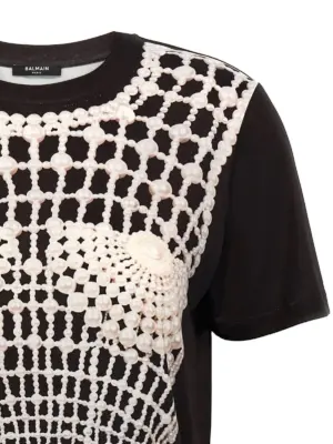 Trompe l'oeil t-shirt Woman BALMAIN Black
