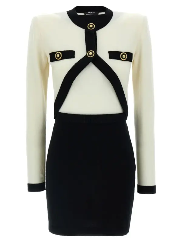 'Filo Leone Catena' dress BALMAIN White/Black