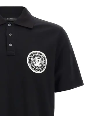 'Coin' polo shirt Man BALMAIN White/Black