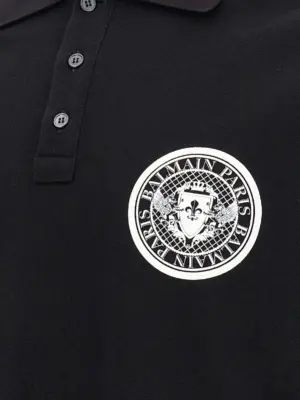 'Coin' polo shirt 100% cotton BALMAIN White/Black