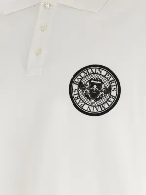 'Coin' polo shirt 100% cotton BALMAIN White/Black