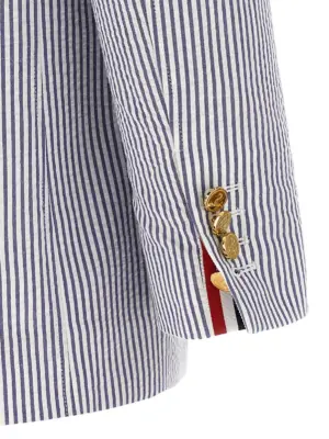 Single-breasted seersucker blazer 100% cotton THOM BROWNE Multicolor